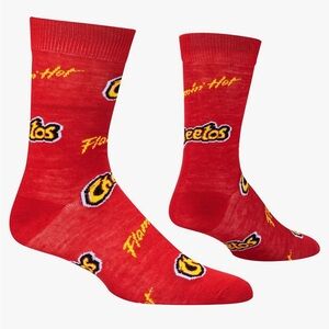 Flamin Hot Cheetos, Fun Novelty Spicy Snack Food Chips crew socks men fits 6-12